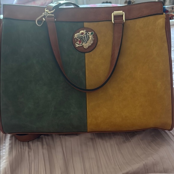 Two-Tone Green and Yellow Tote Bag - Picture 1 of 3